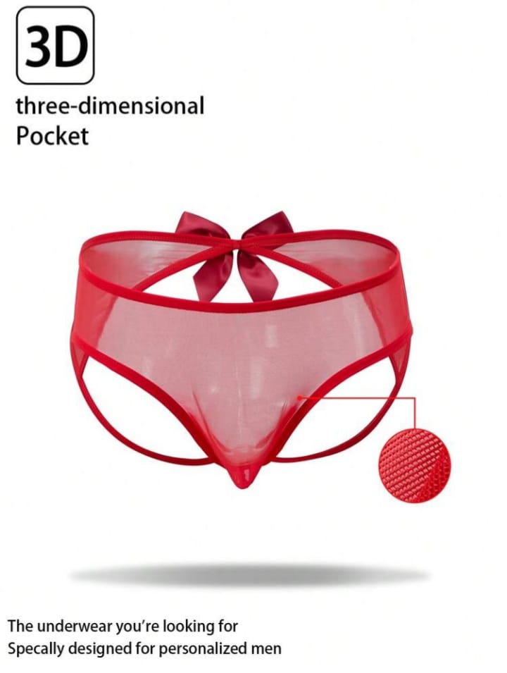 Men's Bow Mesh Thong Sexy Men Underwear
